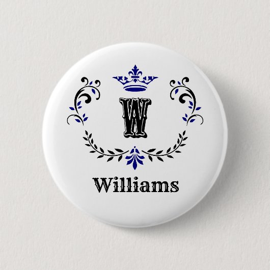 Kronen Kranz Monogramm 'W' Button (Vorderseite)