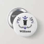 Kronen Kranz Monogramm 'W' Button (Vorne & Hinten)