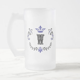 Kronen-Kranz-Monogramm 'W' Mattglas Bierglas