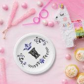 Kronen-Kranz-Monogramm 'W' Pappteller (Party)