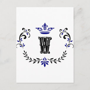Kronen-Kranz-Monogramm 'W' Postkarte