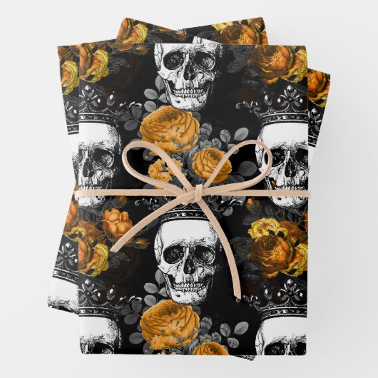 Kronen mit orangefarbenen Rose Geschenkpapier Set (Beispiel)