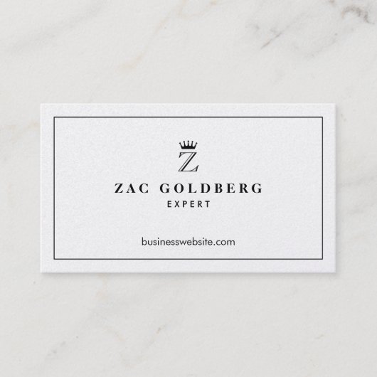 Kronen-Monogramm luxuriös Visitenkarte (Vorderseite)