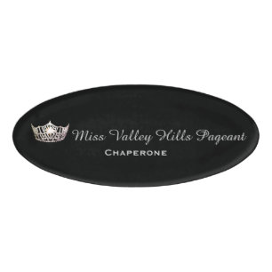 Kronen-Oval-Namensschild Miss Amerikas silberner Namenschild