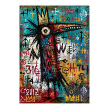 Kronen-Raben Neo-Expressionistische Vogelkunst