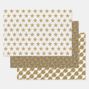 Kronen, Schädel und Sterne Geschenkpapier Set