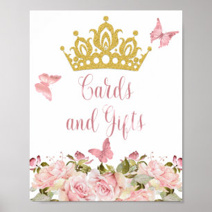 Kronen Schmetterlinge Rosa Blumenkarten und Gesche Poster