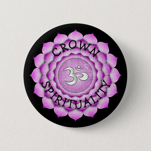 KRONEN-SPIRITUALITÄT LILA Chi Chakra Knopf Button (Vorderseite)