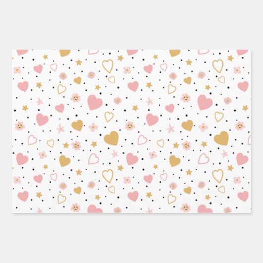 Kronen und Herzen Geschenkpapier Set (Vorderseite 2)