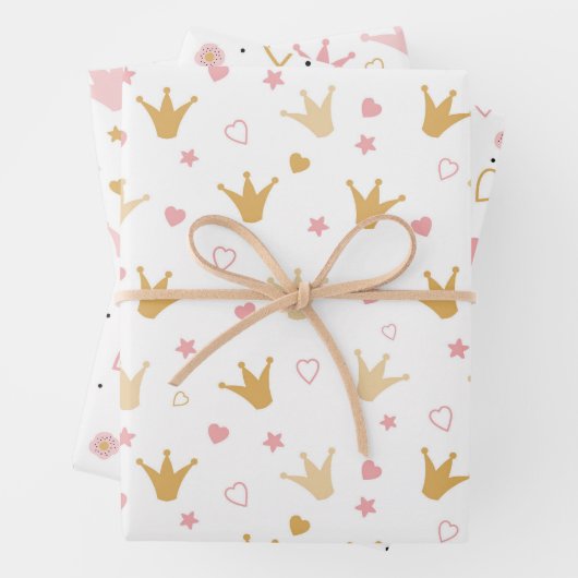 Kronen und Herzen Geschenkpapier Set (Beispiel)