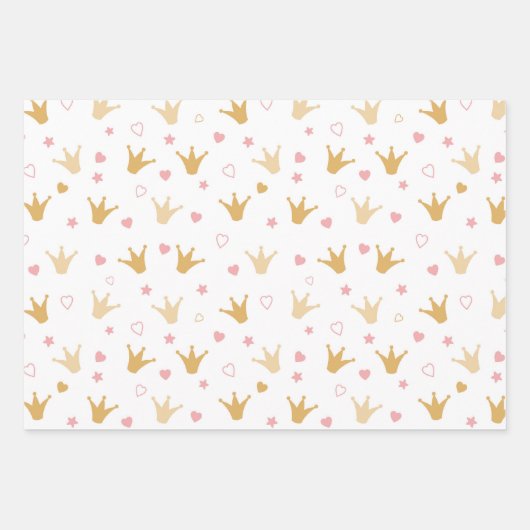 Kronen und Herzen  Geschenkpapier Set (Vorderseite)