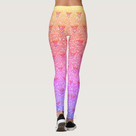 Kronen- und Herzpastel Print Leggings (Rückseite)