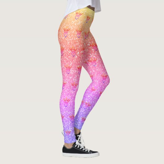Kronen- und Herzpastel Print Leggings (Rechts)