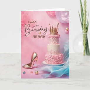 Kronen und High Heel Schuhe Happy Birthday Card