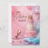 Kronen und High Heel Schuhe Happy Birthday Card (Vorderseite)