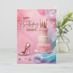 Kronen und High Heel Schuhe Happy Birthday Card