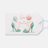 Kronen und hohe Absätze - Glamouröses Thema Rosa & Geschenkanhänger (Vorderseite (Horizontal))