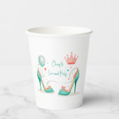 Kronen und hohe Absätze - Glamouröses Thema Rosa & Pappbecher (Vorderseite)