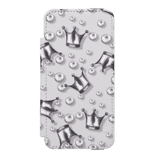 Kronen und Perlen Incipio iPhone Geldbeutel-Hülle (Folio Vorderseite)