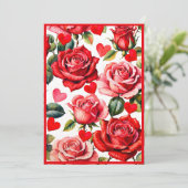 Kronen und Rose Königin des Herzens Brautparty Einladung (Stehend Vorderseite)