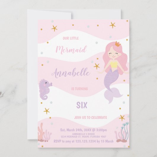 Kronen unter dem Party für Mädchen Einladung (Vorderseite)