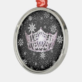 Kronen-Weihnachtsverzierung Miss Amerikas silberne Ornament Aus Metall (Links)
