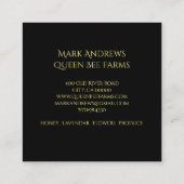 Kronenbauernhof Queen Been Apiary Yellow Gold Quadratische Visitenkarte (Rückseite)