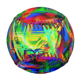 Kronenfarbene Quadrate, grüner Pinselstrich Baseball