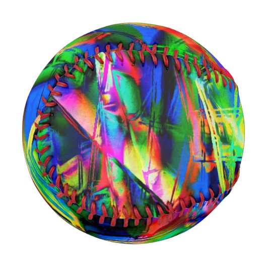 Kronenfarbene Quadrate, grüner Pinselstrich Baseball (Vorderseite Links)