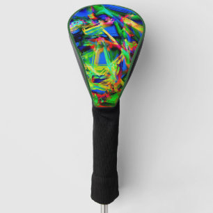 Kronenfarbene Quadrate, grüner Pinselstrich Golf Headcover