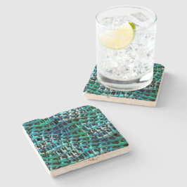 Kronenhalsbinde und Kraut, blausengrün Steinuntersetzer