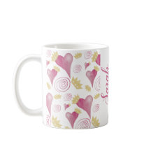 Kronenherz Pink Wasserfarbe Mit Monogramm