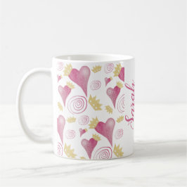 Kronenherz Pink Wasserfarbe Mit Monogramm Kaffeetasse