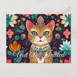 Kronenjuwelen Katze Einladung Postkarte