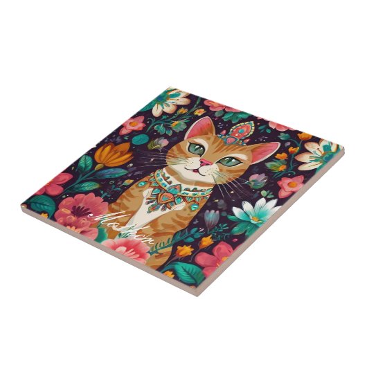 Kronenkatze Fliese (Seite)