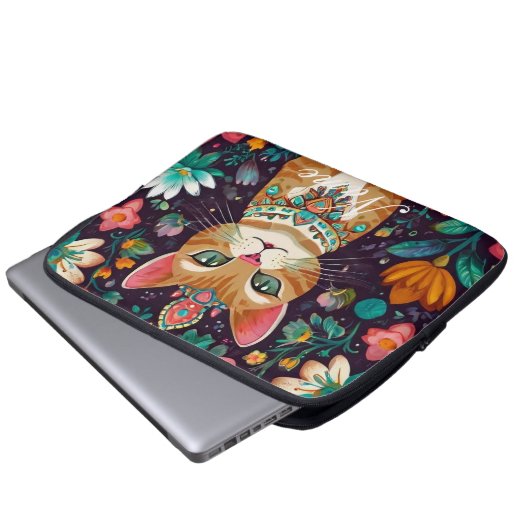 Kronenkatze Laptopschutzhülle (Vorne Knopf)