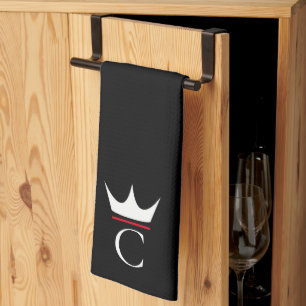 Kronenköche Monogramm Schwarz Weiß Geschirrtuch