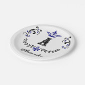 Kronenkranz A Monogramm Hochzeit Pappteller (Schrägansicht)