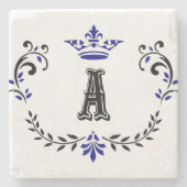 Kronenkranz A Monogramm Steinuntersetzer (Vorderseite)