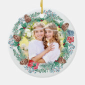 Kronenkranz des Weihnachtsmanns Doppelseitiges Fot Keramik Ornament (Hinten)