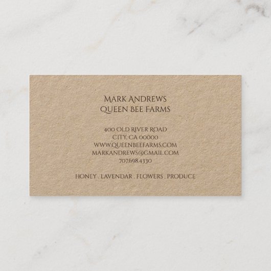 Kronenkronen- oder ApiarKraft Visitenkarte (Rückseite)