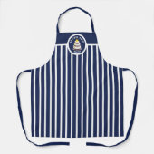 Kronenkuchen Kurviger Text Navy Blue Stripes Bäcke Schürze (Vorderseite)
