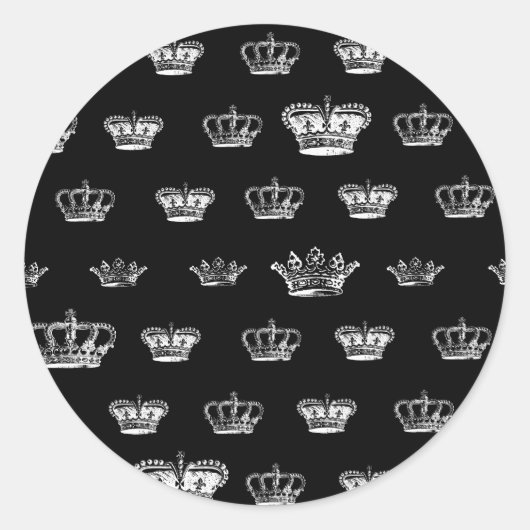 Kronenmuster in Weiß Runder Aufkleber (Vorderseite)
