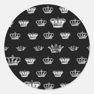 Kronenmuster in Weiß Runder Aufkleber