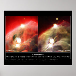 Kronennebel NGC 2264 Hubble Visible vs. Infrarot Poster