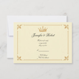 Kronenregulierung in Gold und Elfenbein-Antwortkar RSVP Karte