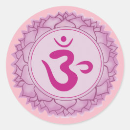 Kronenrosa Chakra Klassischer Rundsticker, glänzen Runder Aufkleber