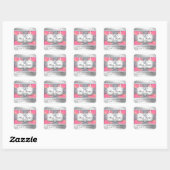 Kronensalon Glitzer Silver Pink Square Sticker (Blatt)