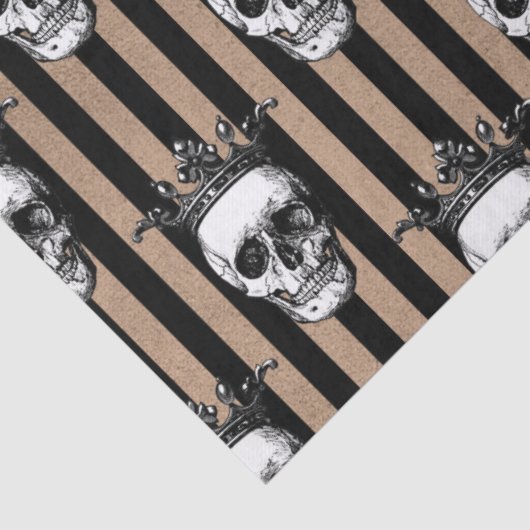 Kronenschalen auf Schwarz- und Tan-Streifen Seidenpapier (Detail)