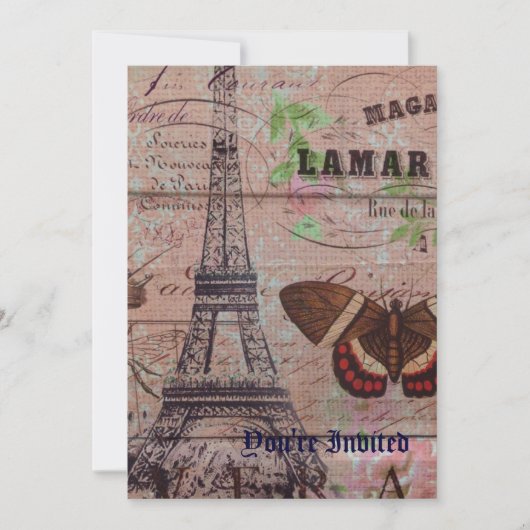 Kronenschmetterling Paris Eiffelturm Einladung (Vorderseite)
